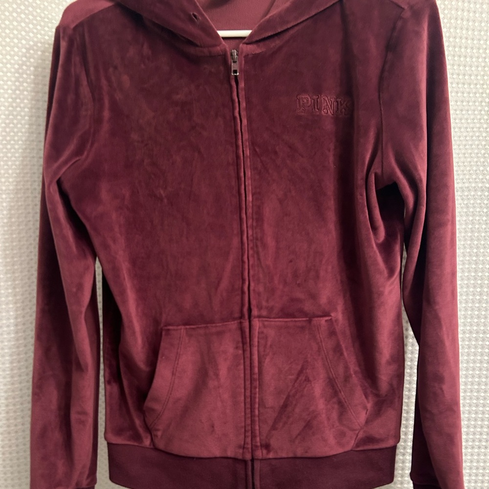 PINK velvet red zip up jacket